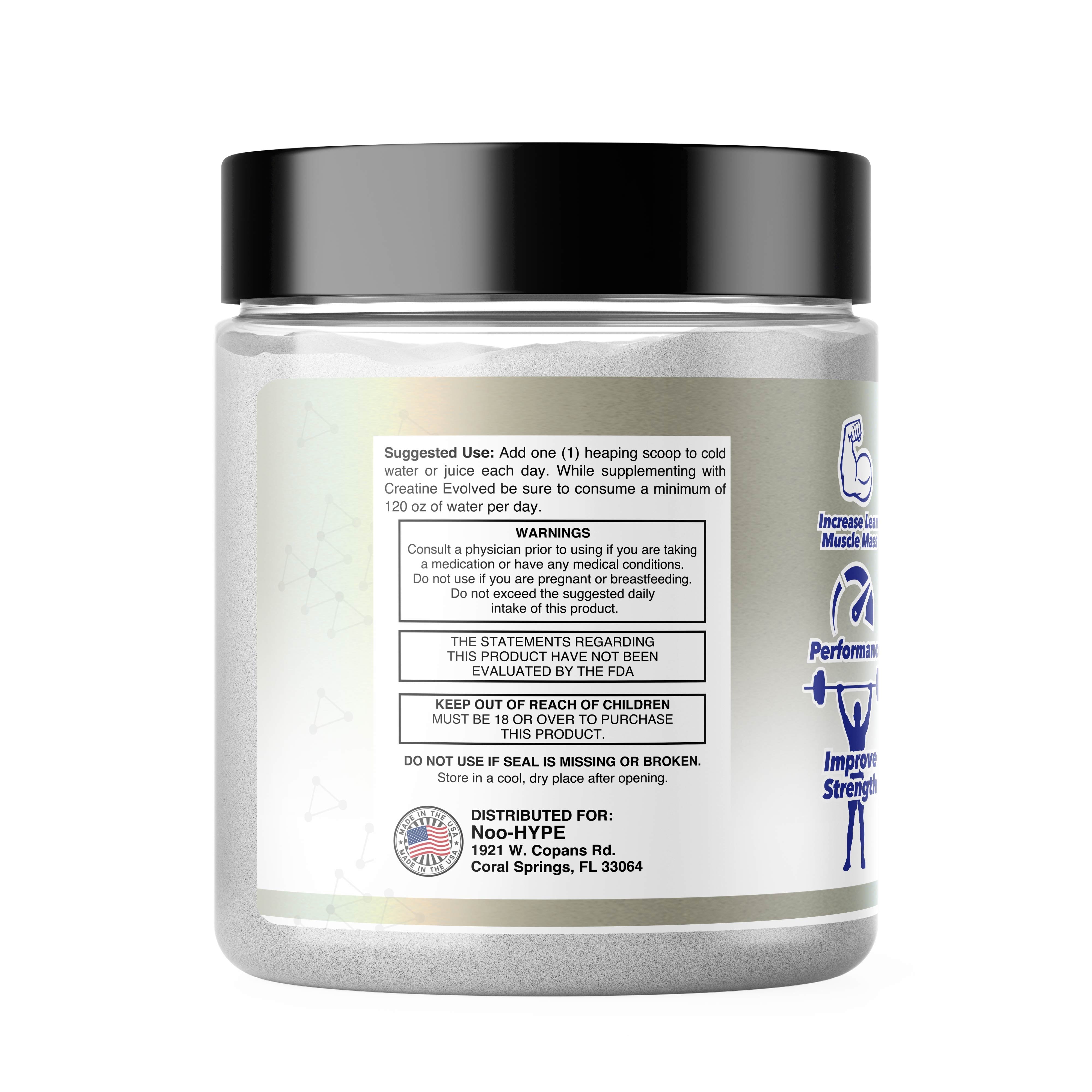 Noo-HYPE Creatine Evolved, 30 serving, creatine use, taking creatine, Arginine Amino Acid, glutamine amino acid, endurance,