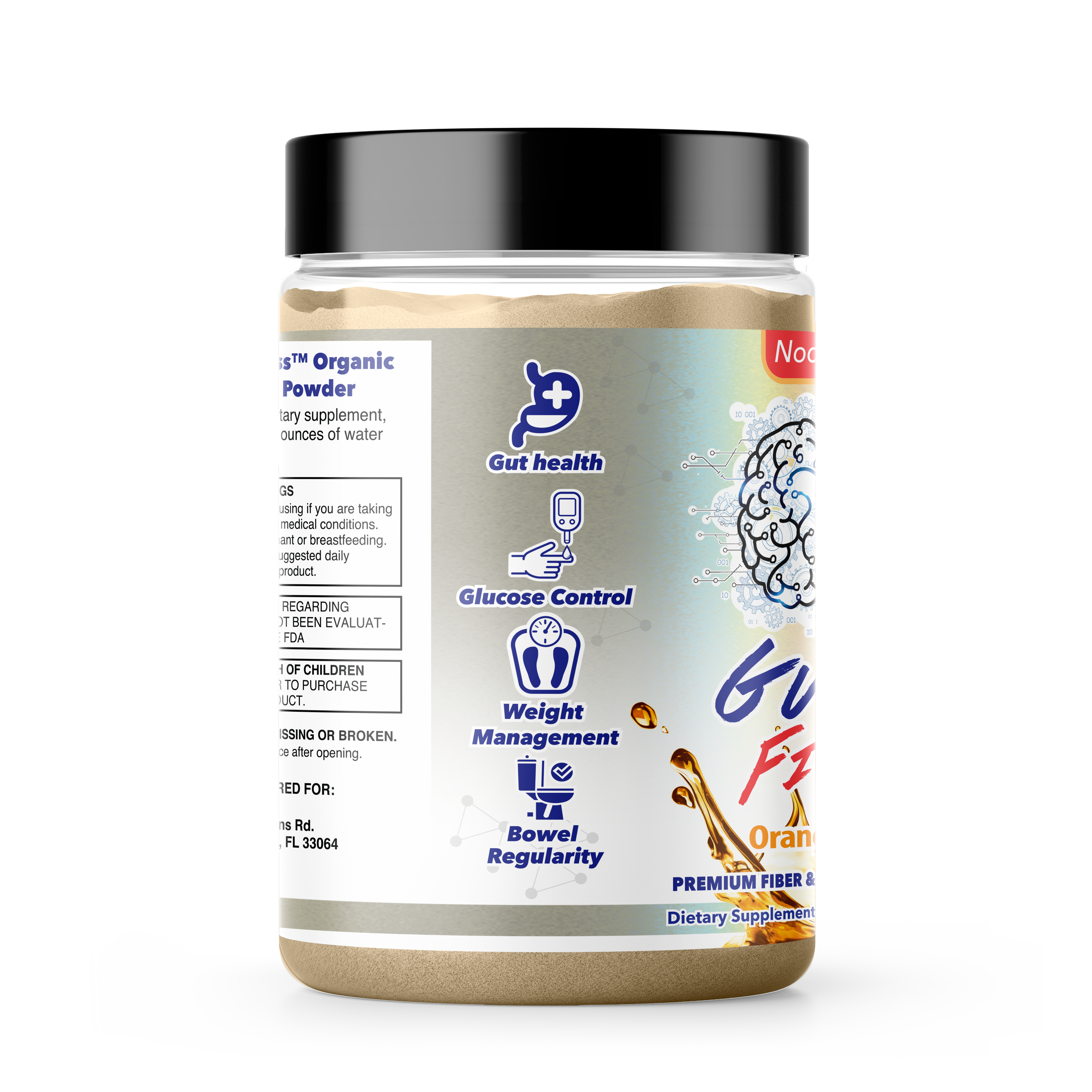 Noo-HYPE Gut First, 30 serving, Orange Burst flavor, Premium Fiber and Gut Health Nootropic formula