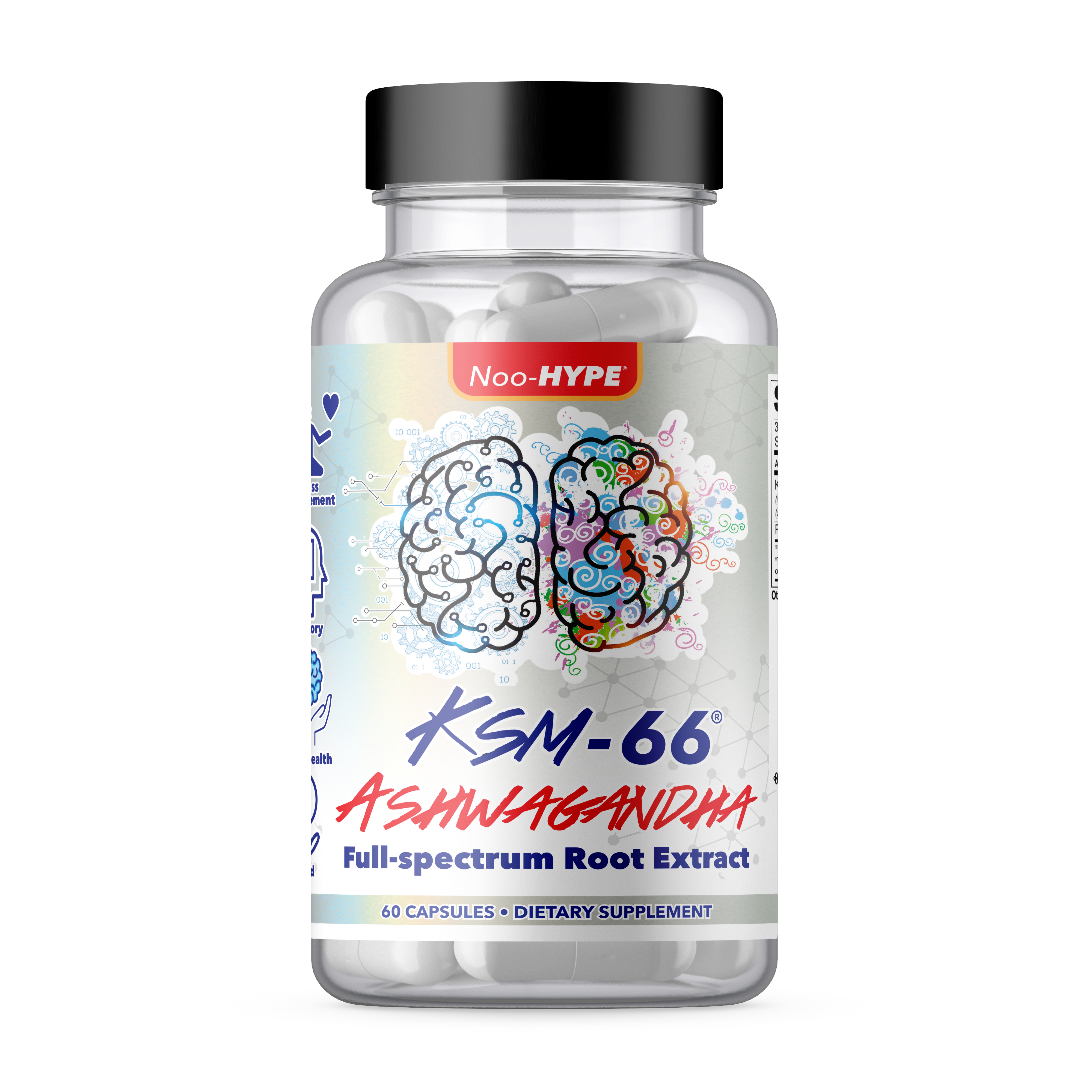 Noo-HYPE KSM-66, 60 capsule Patented formula, Full Spectrum Ashwagandha Root extract