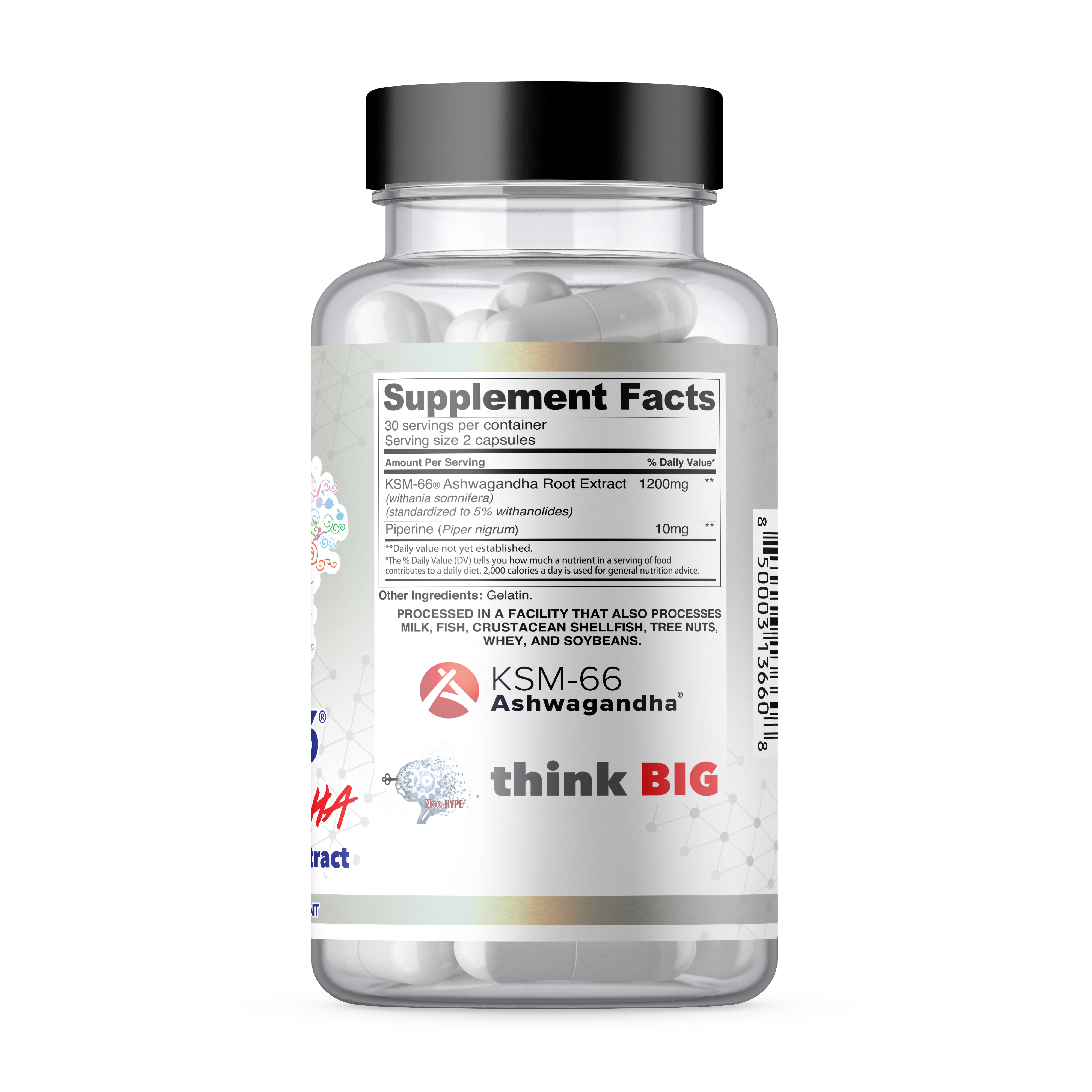 Noo-HYPE KSM-66, 60 capsule Patented formula, Full Spectrum Ashwagandha Root extract